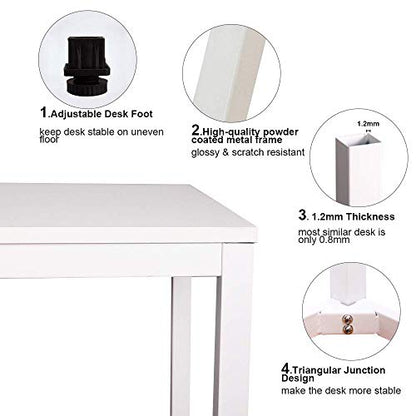 Need 63 Inch Large Computer Desk, Ample Legroom, Metal Frame, All White | Home Office Desk, Basic Sturdy Writing Table, Adjustable Feet, Water-Resistant, Dorms & Bedrooms, Easy Assembly, Game & Study - color: White, size: 63 inches