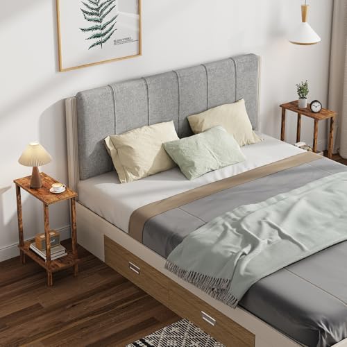 TUTOTAK Small Side Table, Narrow End Table, Skinny Sofa Table, Slim Nightstand, Couch Table, Living Room, Bed Room, Pure Brown TB01BB062C - color: Pure Brown, size: 2-Tier（7.9"D x 15.8"W x 22.5"H）
