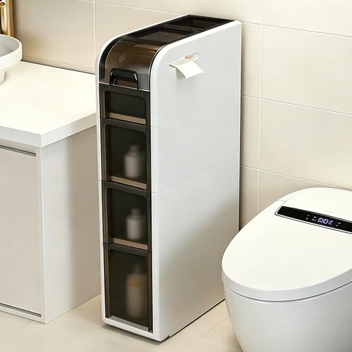 4-Tier Bathroom Floor Cabinet, Narrow Bathroom Storage Cabinet, Mobile and No Installation Required, Perfect for Small Space Laundry Rooms, Toilet Areas, and Living Room Gaps - style: 4-Tier