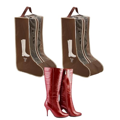 Portable 2 Pack Boots Storage, Tall Boots Storage/Protector Bag,Brown Portable waterproof storage bags are used for travel storage, under the bed, wardrobe, shoe cabinet and other home storage - color: Brown, size: Tall