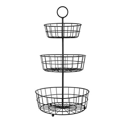 HANZE 3-Tier Wire Fruit Basket Bowl, Detachable Vegetable Bread Basket Display Storage Stand, Design for Kitchen, Bathroom Organization, Brown - color: 3-Tier(Brown)