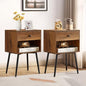 VECELO Nightstands Set of 2, Mid Century Modern End Bedside Table, Night Stand with Storage Drawer and 2 Tiers Open Shelf for Small Place, Bedroom, Living Room, Easy Assembly, Rustic Brown - color: Rustic Brown