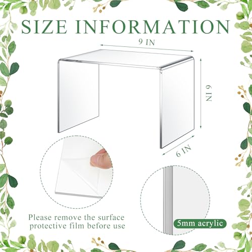 RattanView 2 Pcs 9 x 6 x 6 Inch Large Acrylic Risers Display Stands 5 mm Thick Acrylic Shelf Riser Showcase for Bookshelf Collectibles Jewelry Cupcakes Food Figures Perfume Cabinet (Clear) - color: Clear, size: 9 x 6 x 6 Inch, 5 mm