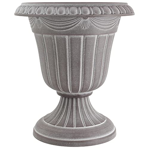 Arcadia Garden Products PL00CW Classic Traditional Plastic Urn Planter Indoor/Outdoor, 16" x 18", White Wash - color: Whitewash, size: 16" x 18"