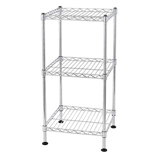 FOXHOLE 3-Tier Wire Shelving Rack Metal Storage Shelf Unit for Laundry Bathroom Kitchen Pantry Closet, Silver 11.81" W x 11.81" D x 23.62" H - size: 11.81"W x 11.81"D x 23.62"H
