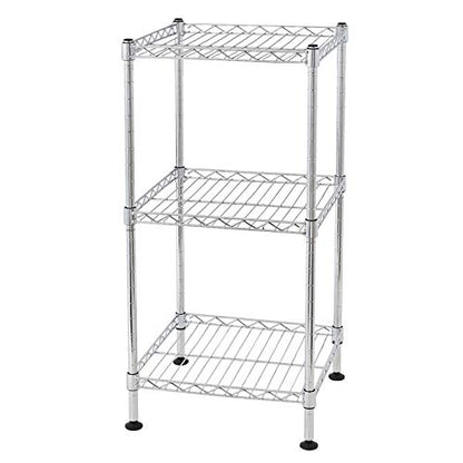 3-Tier Steel Storage Shelving Unit, Chrome | Adjustable, Small Shelf Rack, Leveling Feet, for Kitchen Pantry Garage - color: Chrome, 3 Tier-11.81"