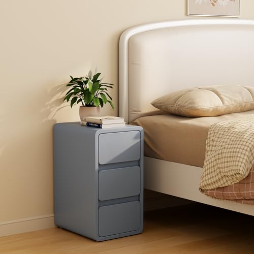 AQIMUELE Narrow Bedside Table,Narrow Night Stand with Drawers,Small Night Stand with Leather Surface for Bedroom - color: Dark Gray (3 Drawers), size: 11.8"W