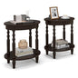 Giantex Oval End Tables Set of 2, 2-Tier Side Tables with Storage Shelf & Solid Wood Legs, Modern Living Room Accent Table, Wood Nightstand for Bedroom, Small Space, 20.5"L x 15.5"D x 24.5"H, Espresso - color: Espresso