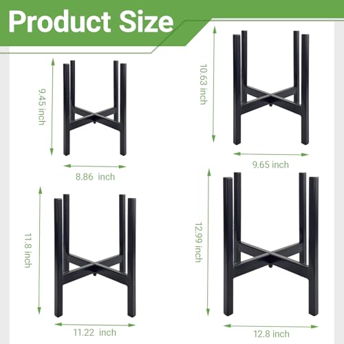 4 Pack Metal Plant Stands, Indoor & Outdoor Plant Flower Supports | Sturdy & Stable with No Wobble, Perfect for Porch, Patio, Indoor Room and Garden for Plant Enthusiasts