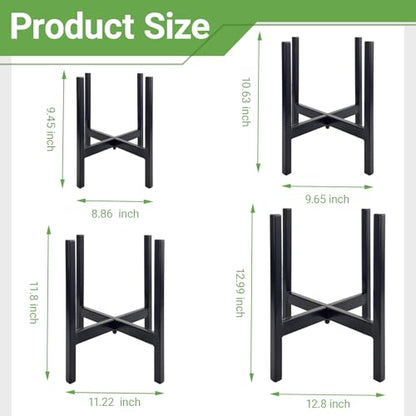 4 Pack Metal Plant Stands, Indoor & Outdoor Plant Flower Supports | Sturdy & Stable with No Wobble, Perfect for Porch, Patio, Indoor Room and Garden for Plant Enthusiasts