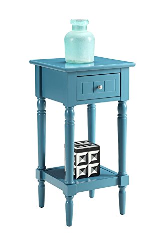 Convenience Concepts French Country Khloe 1 Drawer Accent End Table 14" - Traditional Farmhouse Side Table with Storage Drawer and Shelf for Living Room, Blue - color: Blue