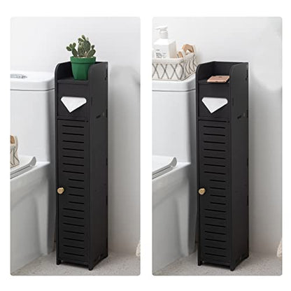 AOJEZOR Small Bathroom Storage Cabinet: Protect Rental Deposit for Renters - color: Black