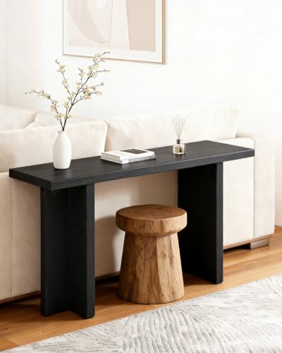 VINGLI 42" Entryway Table Wood, Console Table T-Legs for Living Room, Black - color: Black, size: 42"