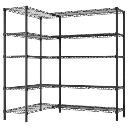 5-Tier Heavy Duty Metal Shelving Unit, Adjustable Storage Rack with Leveling Feet, Freestanding Standing Shelf Organizer, for Garage Pantry Kitchen, Black - color: Black, 5 Tier-69.69"