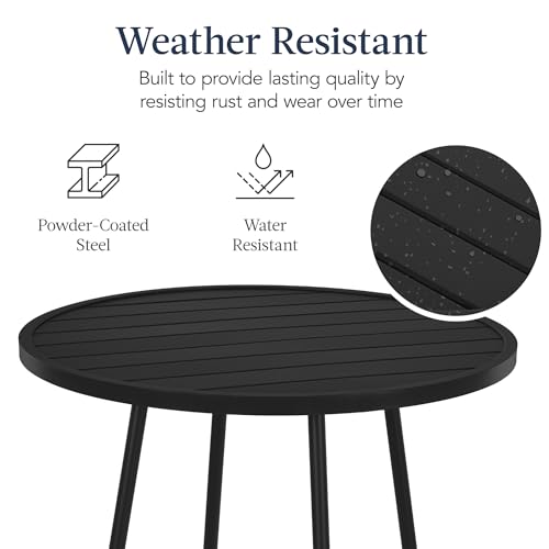 Best Choice Products 3-Piece Patio Dining Set, Bar Height, Outdoor Bistro Set, Outdoor Round Bar Table w/ 2 Bar Stools, Steel - Black - color: Black