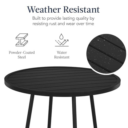 Best Choice Products 3-Piece Patio Dining Set, Bar Height, Outdoor Bistro Set, Outdoor Round Bar Table w/ 2 Bar Stools, Steel - Black - color: Black