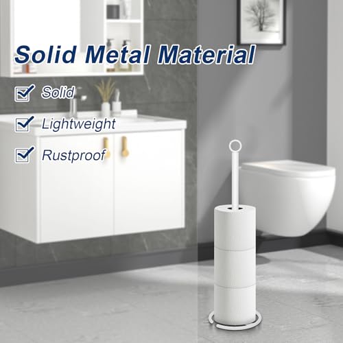 NearMoon Bath Toilet Paper Holder Stand, Freestanding Tissue Paper Storage with Reserve, Space Toilet 4 Rolls Holder for Bathroom/Kitchen Countertop-All Metal (1 Pack, White) - color: White