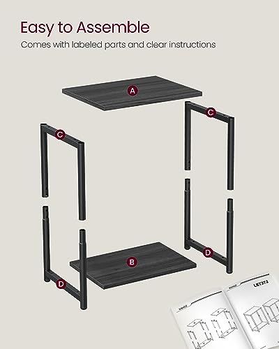 VASAGLE Side Tables Set of 2, Small End Table, Nightstand for Living Room, Bedroom, Office, Bathroom, Misty Gray and Classic Black ULET272B68 - color: Misty Gray + Classic Black