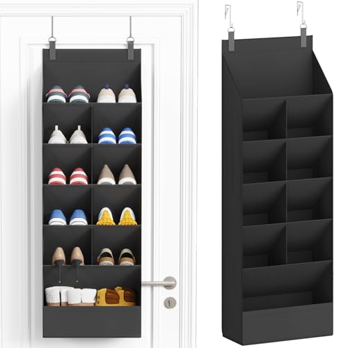 Lifewit 6 Tier Over the Door Shoe Organizer with 11 Large Deep Pockets, Fabric Hanging Shoes Shelf for Closet, Dorm Storage, Fit Up to 12 Pair Shoe Rack Holder for Sneakers, Boots, Black - color: Black, size: 6 Tier (12 Pairs)