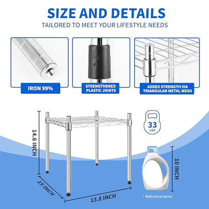 Simple Deluxe 1-Tier Shelving Unit, 15" W x 13.8" D x 15" H Wire Metal Stackable Storage, Chrome - size: 1-Tier, 15"W x 13.8"D x 15"H, style: 1 Pack