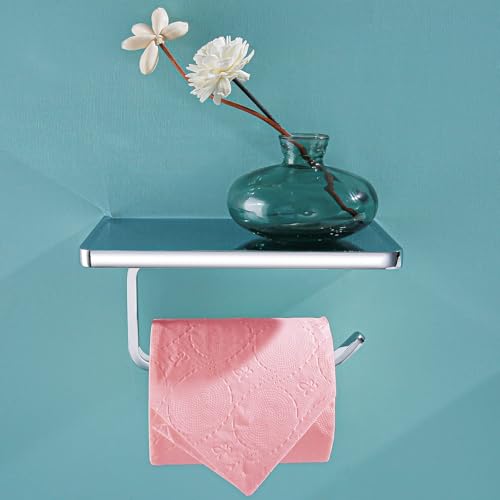 RANDOM Chrome Toilet Paper Holder with Phone Shelf Storage Rack for Bathroom or Kitchen Tissue Roll Paper Holder Dispenser All Solid Metal Wall Mounted RD93008-C. - color: B-polished Chrome