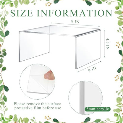 RattanView 2 Pcs 9 x 9 Inch Large Acrylic Risers Display Stands 5 mm Thick Acrylic Shelf Riser Showcase for Collectibles Jewelry Cupcakes Food Figures Perfume Cabinet (Clear) - color: Clear, size: 9 x 9 Inch, 5 mm