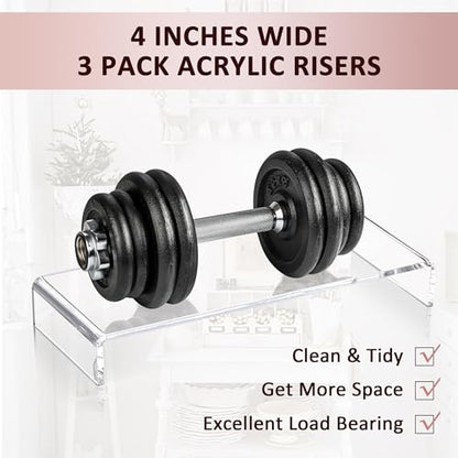 1 Set Large Acrylic Clear Display Risers, 3 Sizes 12" Rectangular Showcase Collectibles Display Shelf, 5 mm Thick Desktop Display Stand Holder for Figures, Jewelry, Perfume, Toys - size: 3 Pcs Acrylic Risers