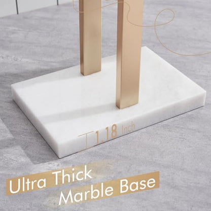 KOKOSIRI Bathroom Towel Rack 2-Tier Free Standing Towel Bars with Marble Base, Stainless Steel Stand Towels Holder, Thicken Steady Design, Champagne Bronze THS0003-CPG - color: Champagne Bronze