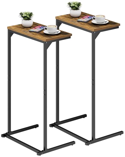 TUTOTAK C Shaped End Table, Tv Tray, Small Side Table, Set of 2, 28.7 inch Tall Couch Table, Tray Table, Sofa Table, Living Room, Bed Room, Brown TB01BB0712 - color: Brown