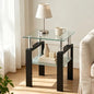 Meihua Glass End Table, Square Glass Side Table, 2-Tier Modern Nightstand with Metal Legs for Living Room&Bedroom (Transparent, 1pc) - color: Transparent, size: 1pc