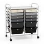 DREAMADE Rolling Cart with Storage Drawers, Utility Cart with Removable Plastic Drawers, Lockable Wheels, Art Cart for Classroom Organization Art Supplies Office Scrapbook (12 Drawers, Mixed-black) - color: Mixed-black, style: 12 Drawers