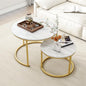 HOJINLINERO Round Coffee Table,Nesting Coffee Table Set of 2,Golden,Large | Center Table for Living Room,Bedroom,Office,Home Small Space,Stacking Side Tables,Sturdy and Easy Assembly,Wood Desktop - color: Gold/Yellow, size: Large