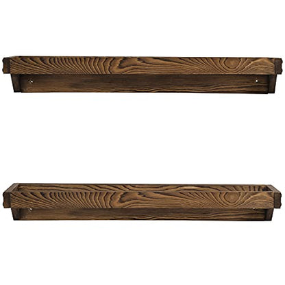 MyGift Set of 2 Solid Wooden Wall Mounted Shoe Rack Storage Organizer with Rustic Burnt Wood Finish, Hanging Footwear Holder for Closet, Mudroom, Entryway, Holds 4 Pairs - color: Rustic Burnt Brown
