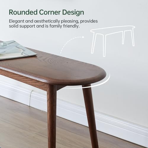 39’’-55’’ Oak Extendable Dining Table and Chairs & Bench Set, Solid Wood Folding Kitchen Table, Mid Century Dinner Table for Kitchen, Apartment, Living Room (Walnut, 55''+2Chairs-HSA+47'' Bench) - color: Walnut, size: 55''+2Chairs-HSA+47'' Bench