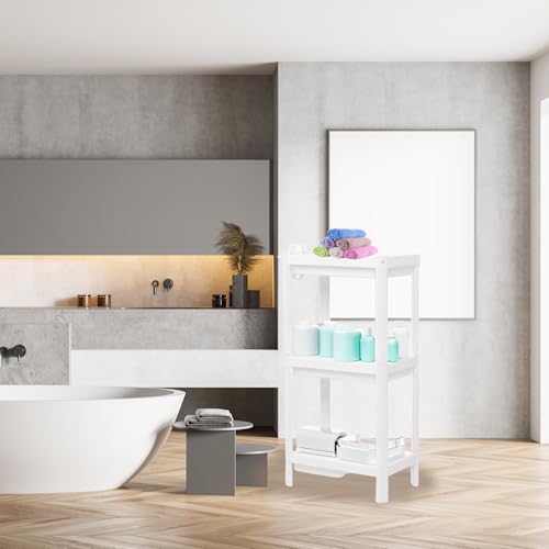 Tissting Bathroom Storage Rack 3-Tier, Plastic Freestanding Shelf | Multifunctional Organizer | Living Room & Bedroom & Kitchen | Space Saver(3 layers) - color: 3 Layers