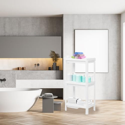 Tissting Bathroom Storage Rack 3-Tier, Plastic Freestanding Shelf | Multifunctional Organizer | Living Room & Bedroom & Kitchen | Space Saver(3 layers) - color: 3 Layers