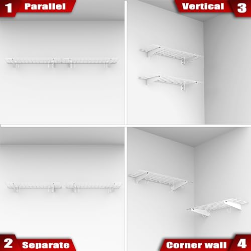 WALMANN 2 Pack Garage Wall Shelves, 45x15 inch Wall Mounted Storage Shelves for Garage Heavy Duty Floating Shelf, Holds Up to 220 lbs(White) - color: White-15x45