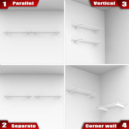 WALMANN 2 Pack Garage Wall Shelves, 45x15 inch Wall Mounted Storage Shelves for Garage Heavy Duty Floating Shelf, Holds Up to 220 lbs(White) - color: White-15x45