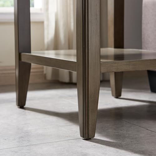 Leick Home Laurent End Table, Solid Wood, with Shelf and Drawer, Smoke Gray, 10507-GR - color: Gray / Pewter