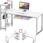 SHW 46-Inch Home Office Computer Desk w/Side Shelf & Drawer, White | w/ Reversible Adjustable Shelf | Drawer with adjustable compartments - color: White