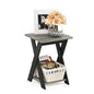 FURINNO Modern Simplistic Criss-Crossed End Table, French Oak Grey - color: French Oak/Black, style: Contemporary