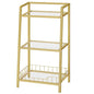 HOOBRO Gold Glass Shelf Stand, 3 Tier Standing Shelf Unit, Bathroom Organizer and Storage, Floor Storage Shelves Waterproof, for Bathroom, Laundry, Toilet, Tempered Glass, Gold GD77CJ01 - size: 15" L x 11.8" W x 30.3" H
