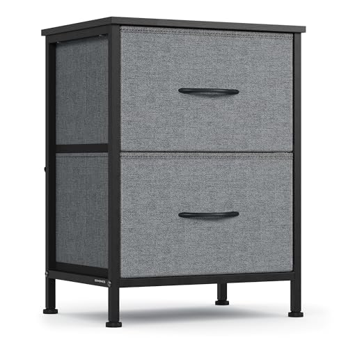 SONGMICS BELLAH Collection - Dresser for Bedroom, Chest of Drawers, Nightstand, 2 Drawers, Storage Organizer Unit, Closet, Entryway, Modern, Slate Gray ULGS312GN02S - color: Slate Gray, size: 1 Pack
