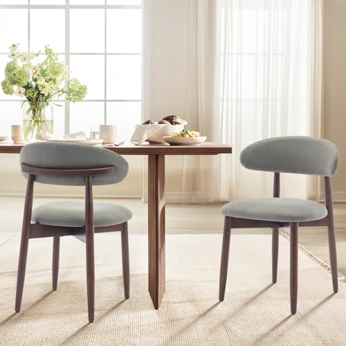 COLAMY Wooden Dining Room Chairs Set of 6, Modern Upholstered Fabric Dining Chairs, Farmhouse Kitchen Chair with Foot Pegs, Green - color: Green, size: Set of 6