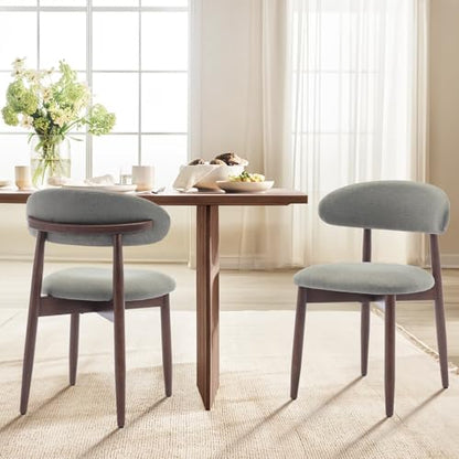 COLAMY Wooden Dining Room Chairs Set of 6, Modern Upholstered Fabric Dining Chairs, Farmhouse Kitchen Chair with Foot Pegs, Green - color: Green, size: Set of 6