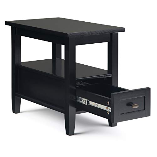 SIMPLIHOME Warm Shaker Solid Wood 14 inch Wide Transitional-Style Narrow Side Tables in Black for the Living Room and Bedroom (Set of 2) - color: Black, size: 14 inch, style: End Table (Set of 2)
