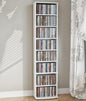 CD Tower Storage Rack, 8-Tier CD Storage Shelf with Adjustable Shelves DVD Stand Tower for Living Room Bedroom Office, White