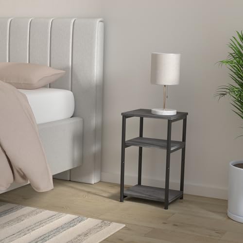 VASAGLE BARNET Collection - Side Table, Small End Table for Living Room, Modern Tall Nightstand, Bedroom, Office, Bathroom, Steel Frame, Misty Gray and Ink Black ULET273B68 - color: Misty Gray + Ink Black