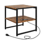 Tatub 20IN Rustic Brown End Table with Charging Station & USB Ports Outlets | Versatile Mini Fridge Table Printer Stand Nightstand for Bedroom Living Room - color: Rustic Brown