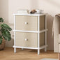 Apicizon Nightstand with 2 Drawers, Boho Side Table with Storage, White | Small End Table with Solid Wood Legs, for Small Spaces, Bedroom, Living Room, Entryway, Easy Assembly - color: White